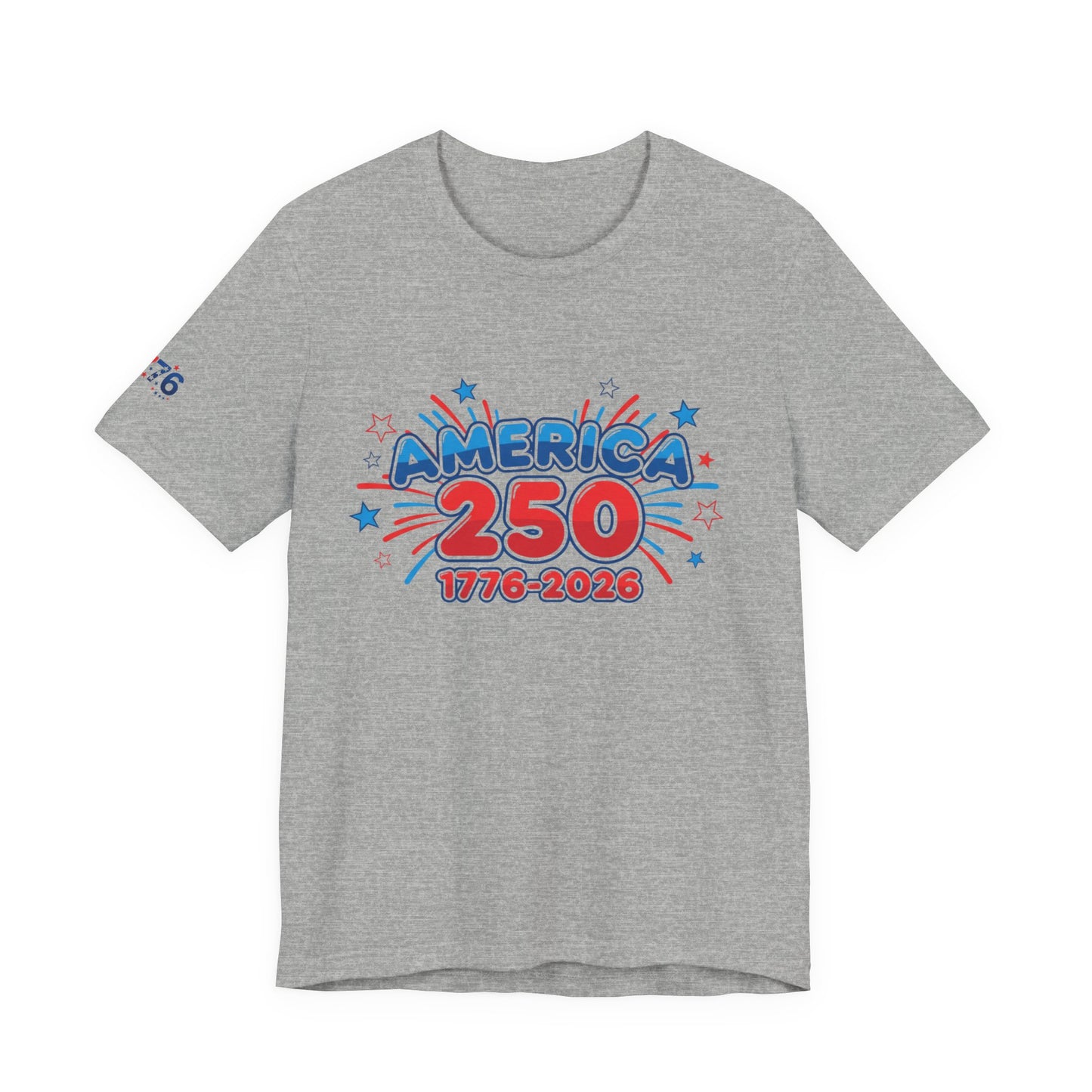 250th anniversary tee featuring bold graphic design celebrating America's milestone 1776-2026.