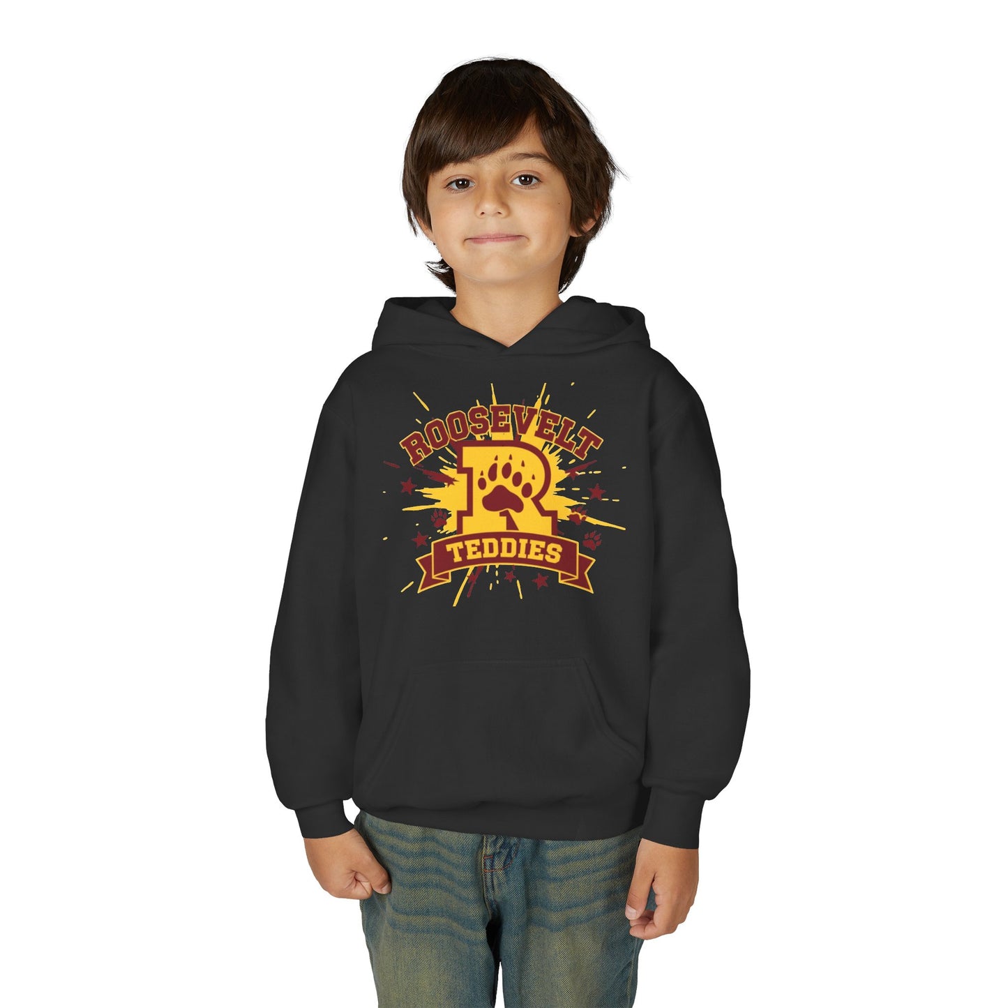 Minneapolis Roosevelt Teddies Youth Hooded Sweatshirt - School Spirit Wear with Bear Paw Print