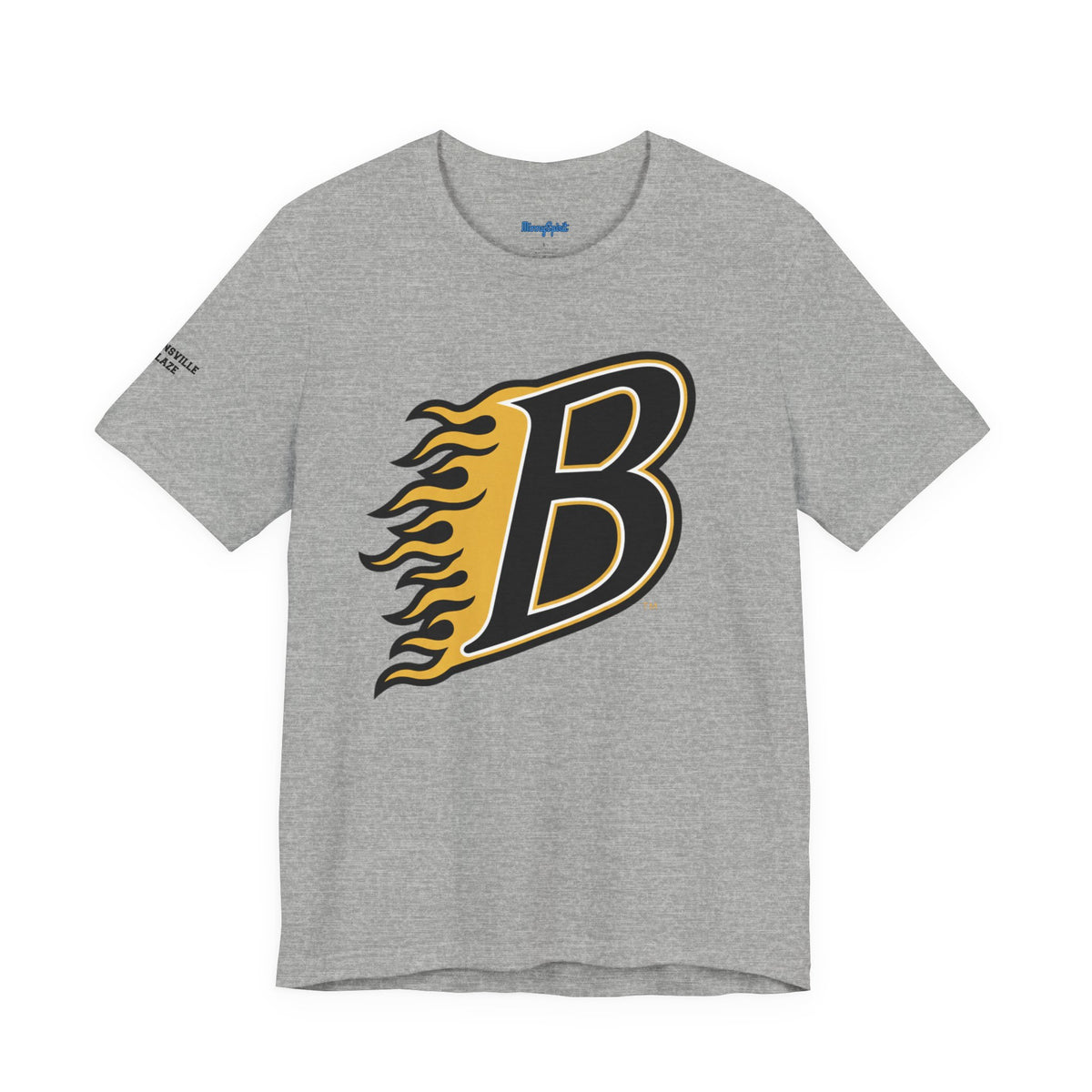 Burnsville Blaze Flaming 'B' Graphic Tee — Retro Letterman Style T-Shirt