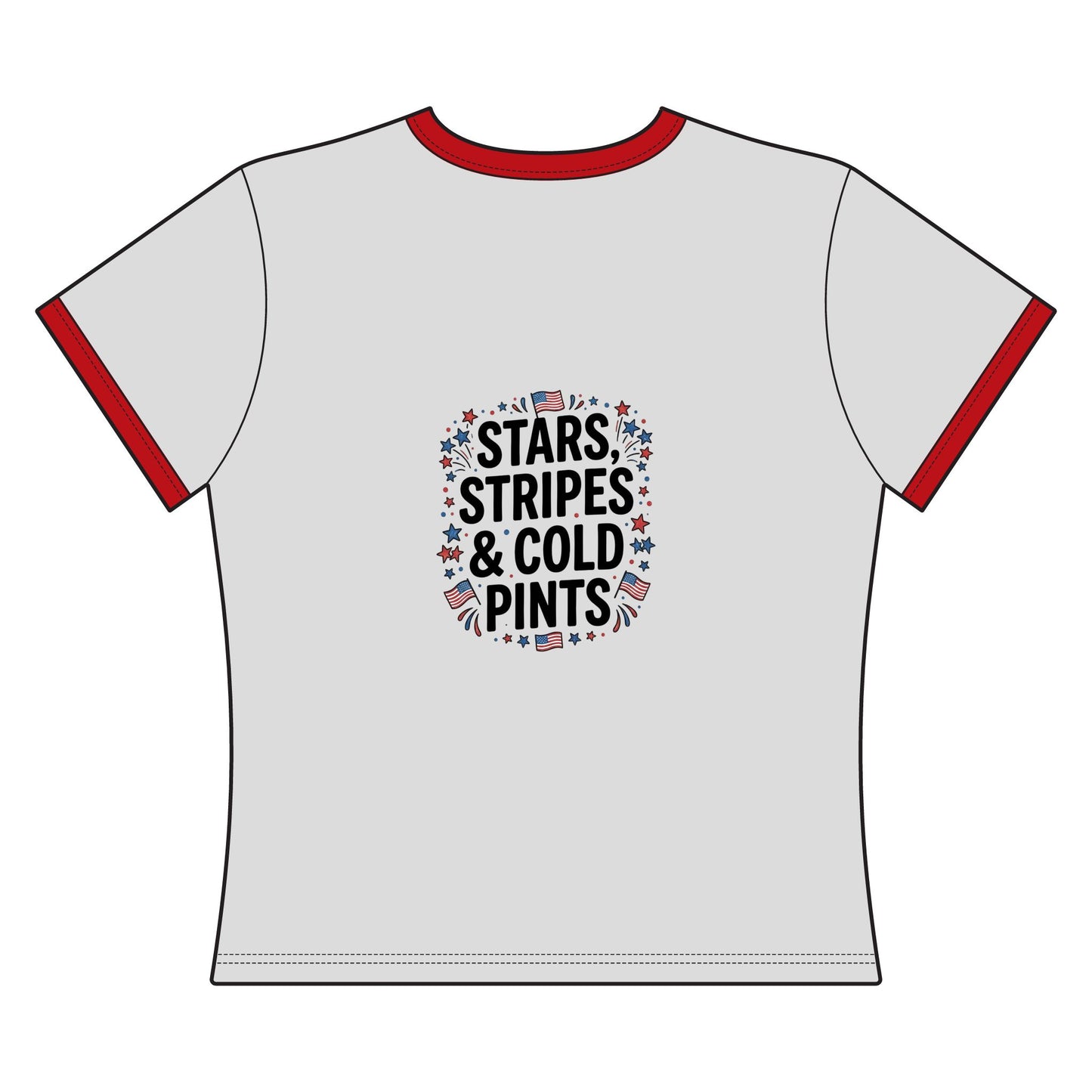 Women's Crop Tee — Stormy's Pub & Grub “Stars, Stripes & Cold Pints” Patriotic Bar Shirt