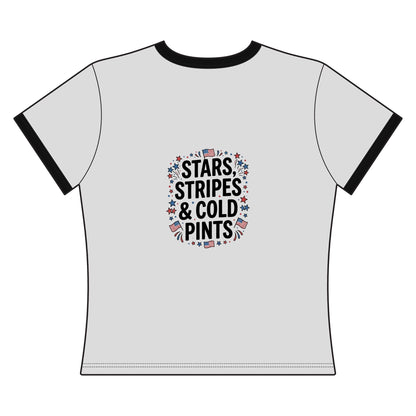 Women's Crop Tee — Stormy's Pub & Grub “Stars, Stripes & Cold Pints” Patriotic Bar Shirt