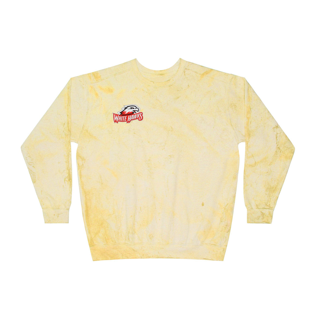 Mound Westonka White Hawks Color Blast Crewneck Sweatshirt for a Vibrant Vibe, Unisex Tie-Dye Fashion