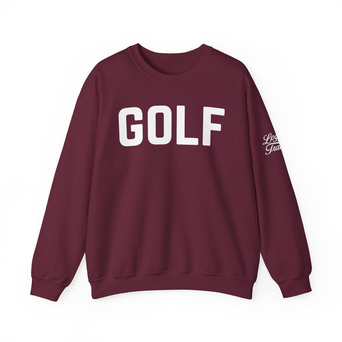 Embroidered Golf Crewneck Sweatshirt — Minimalist Bold Logo Pullover for Golfers