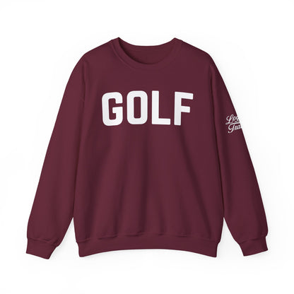 Embroidered Golf Crewneck Sweatshirt — Minimalist Bold Logo Pullover for Golfers