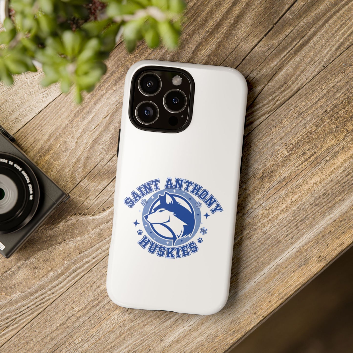 Saint Anthony Huskies Tough Phone Case — Protective White Phone Cover with Husky Logo