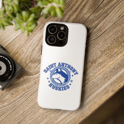 Saint Anthony Huskies Tough Phone Case — Protective White Phone Cover with Husky Logo