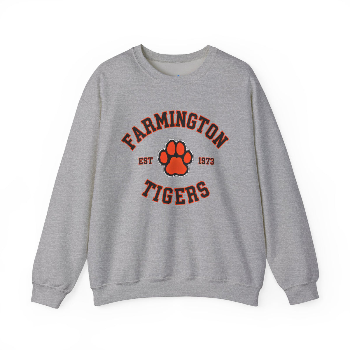 Farmington Tigers Crewneck Sweatshirt — Vintage Paw Logo, Established 1973
