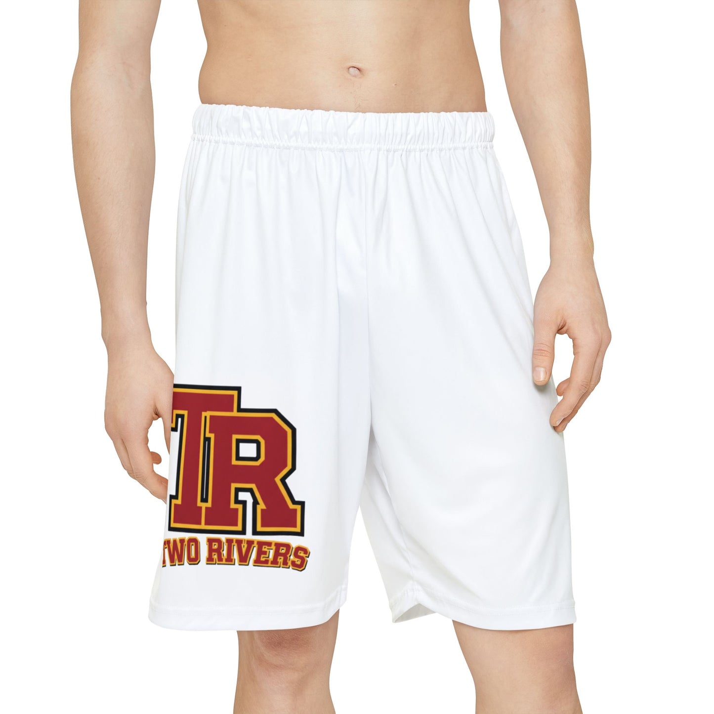 Two Rivers Warriors Men's Athletic White Shorts for Workouts, Casual Wear
