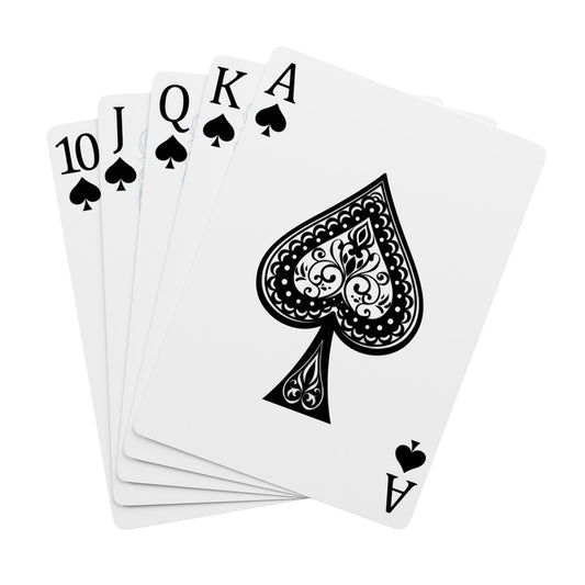 High-quality custom golf playing cards featuring a spade royal flush design.