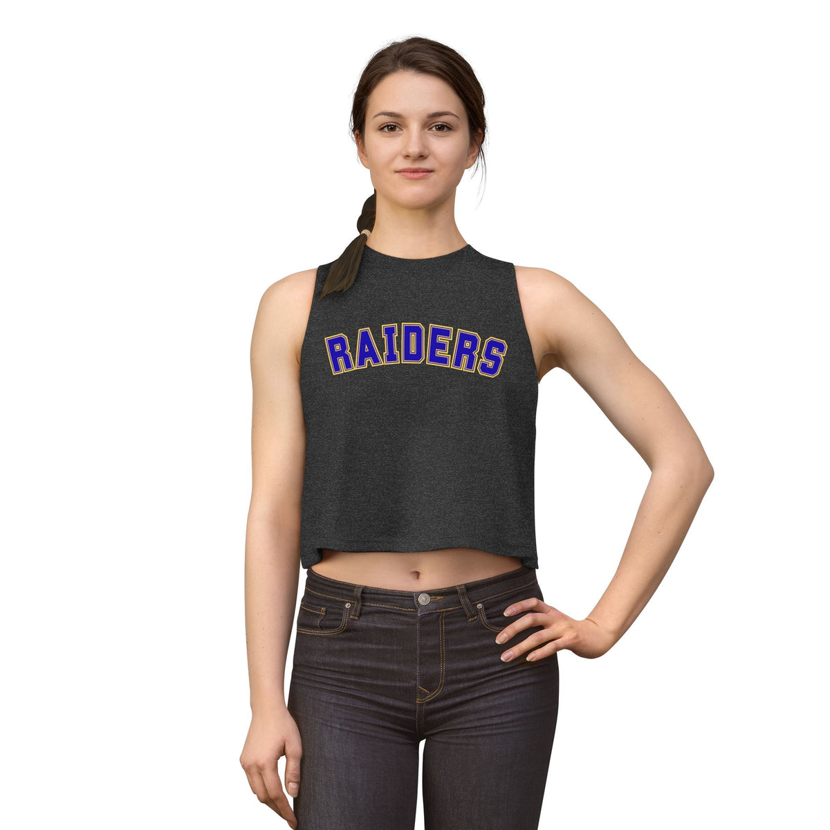 Hastings Raiders Crop Top — Women’s Athletic Tank with 'RAIDERS' Arch Logo