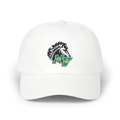 Mounds View Mustangs Embroidered Dad Cap – White Casual Baseball Hat