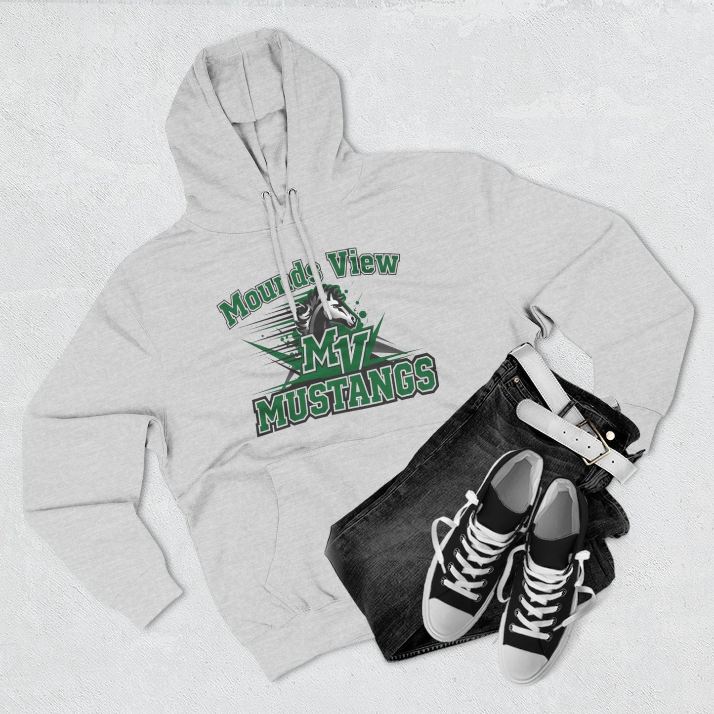 Mounds View Mustangs Three-Panel Fleece Hoodie