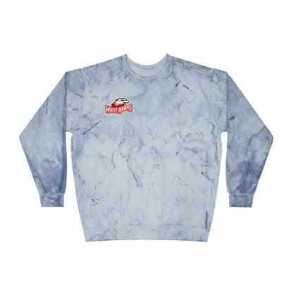 Mound Westonka White Hawks Color Blast Crewneck Sweatshirt for a Vibrant Vibe, Unisex Tie-Dye Fashion