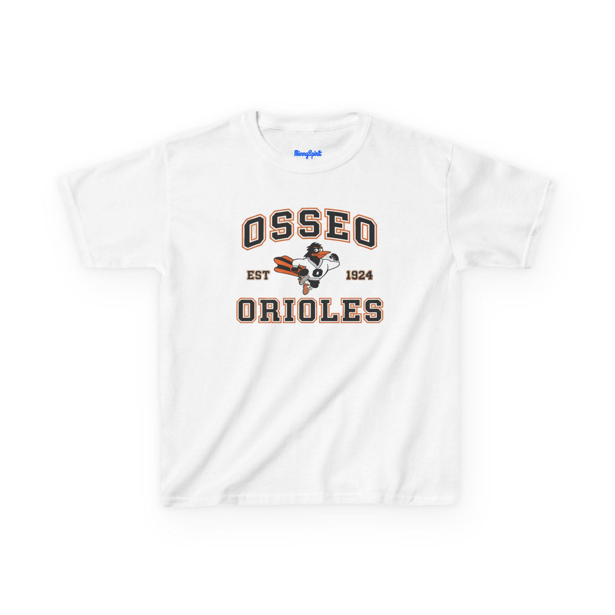 Osseo Orioles Kids T‑Shirt — Vintage Mascot Baseball Tee (Est. 1924)
