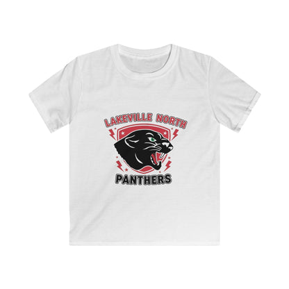 Lakeville North Panthers kids t-shirt in white featuring a bold panther graphic for young fans.