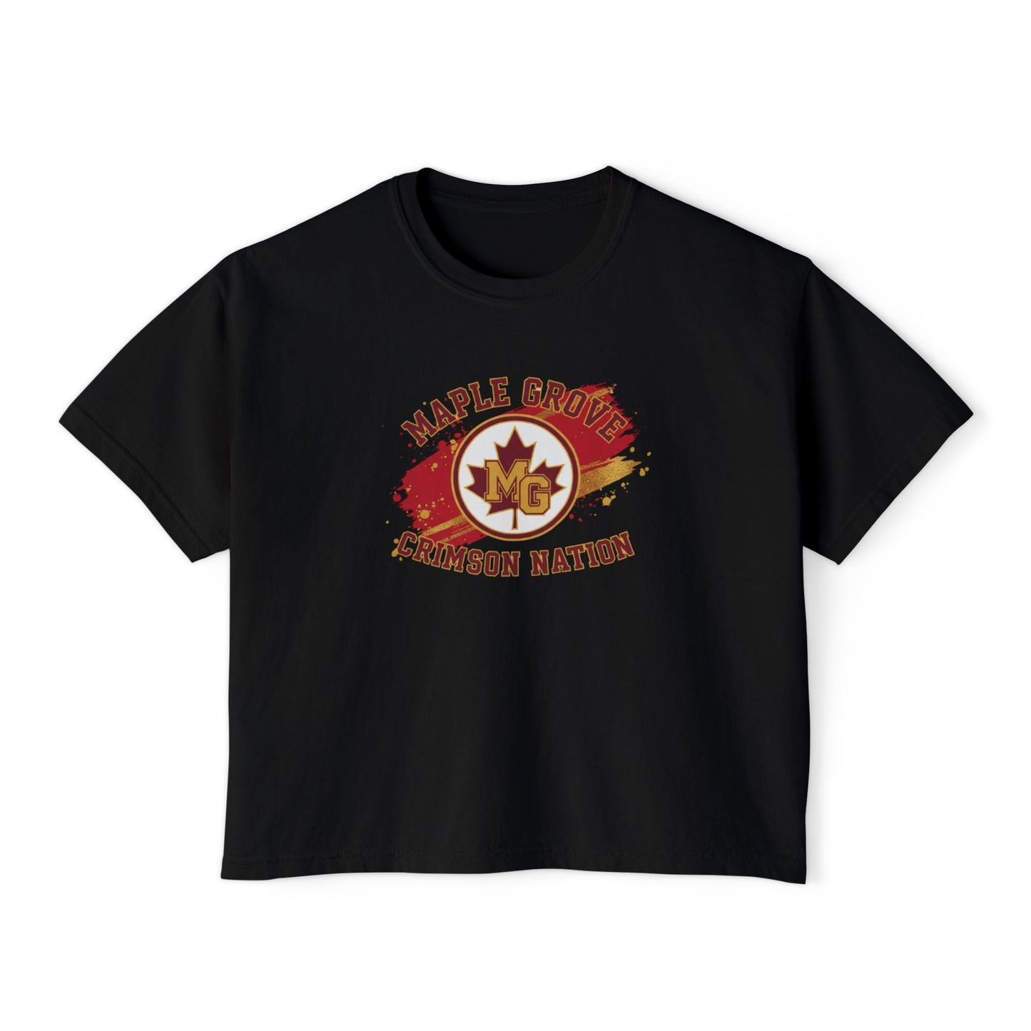 Maple Grove Crimson Stylish Women's Boxy Tee  - Casual & Comfy