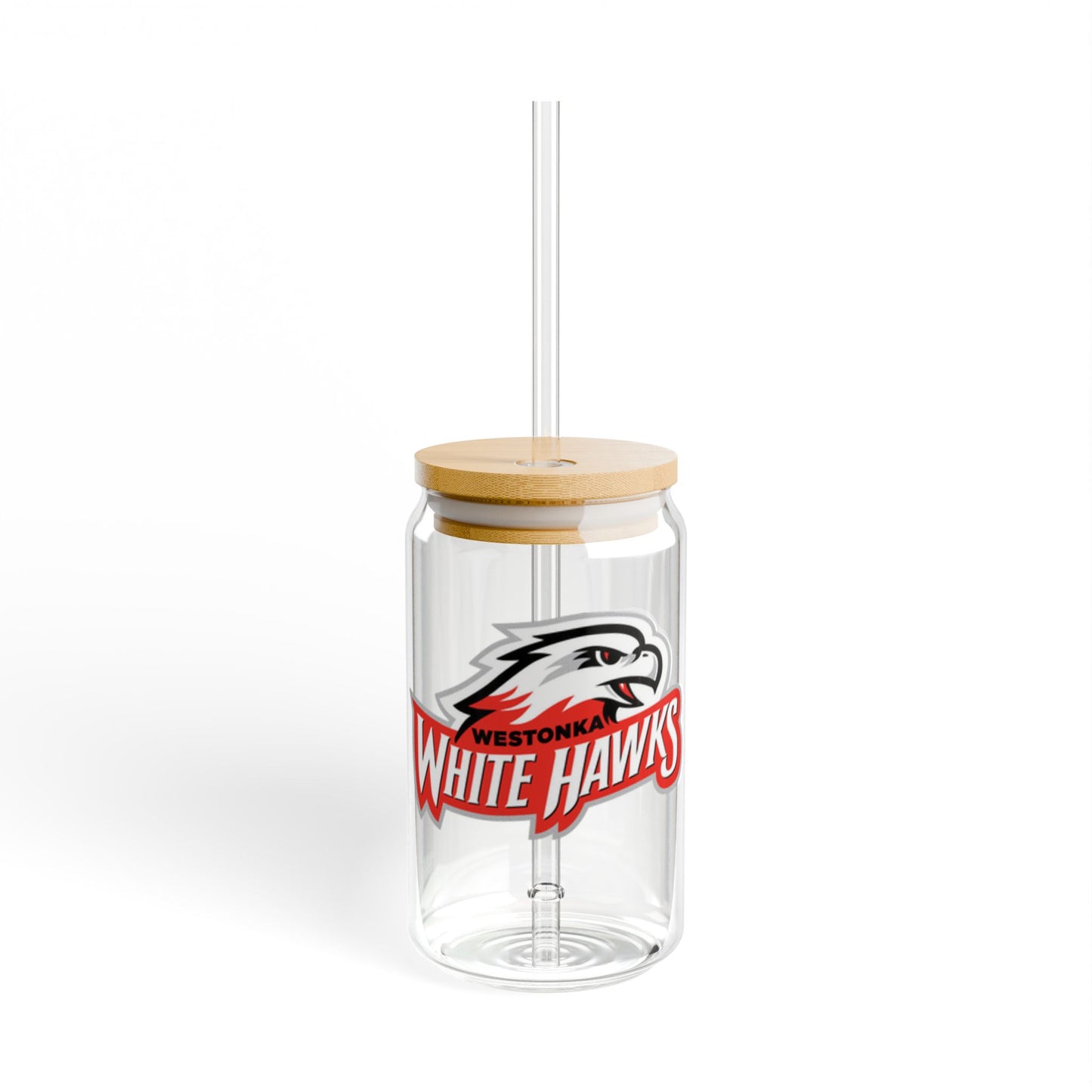 Mound Westonka White Hawks Stylish 16oz Sipper Glass, Eco-Friendly Drinkware
