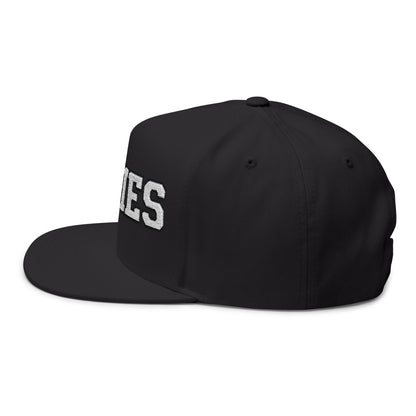Stillwater Ponies Embroidered White Text Flat Bill Cap — School Spirit Snapback