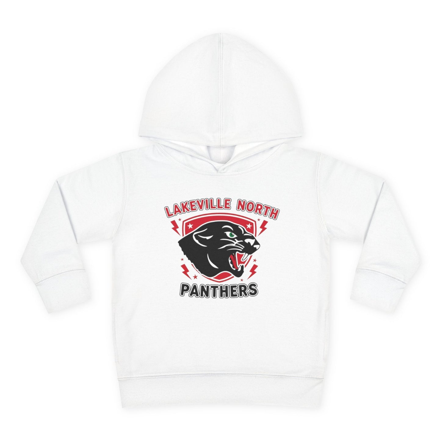 Lakeville North Panthers toddler hoodie in white featuring playful graphic design and cozy fit for kids.