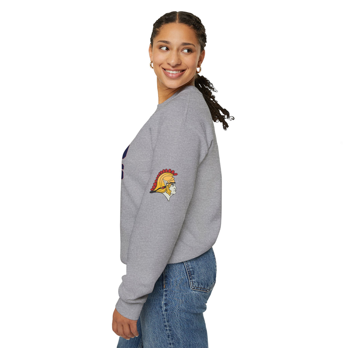 Orono Spartans Grey Crewneck Sweatshirt with Side Logo
