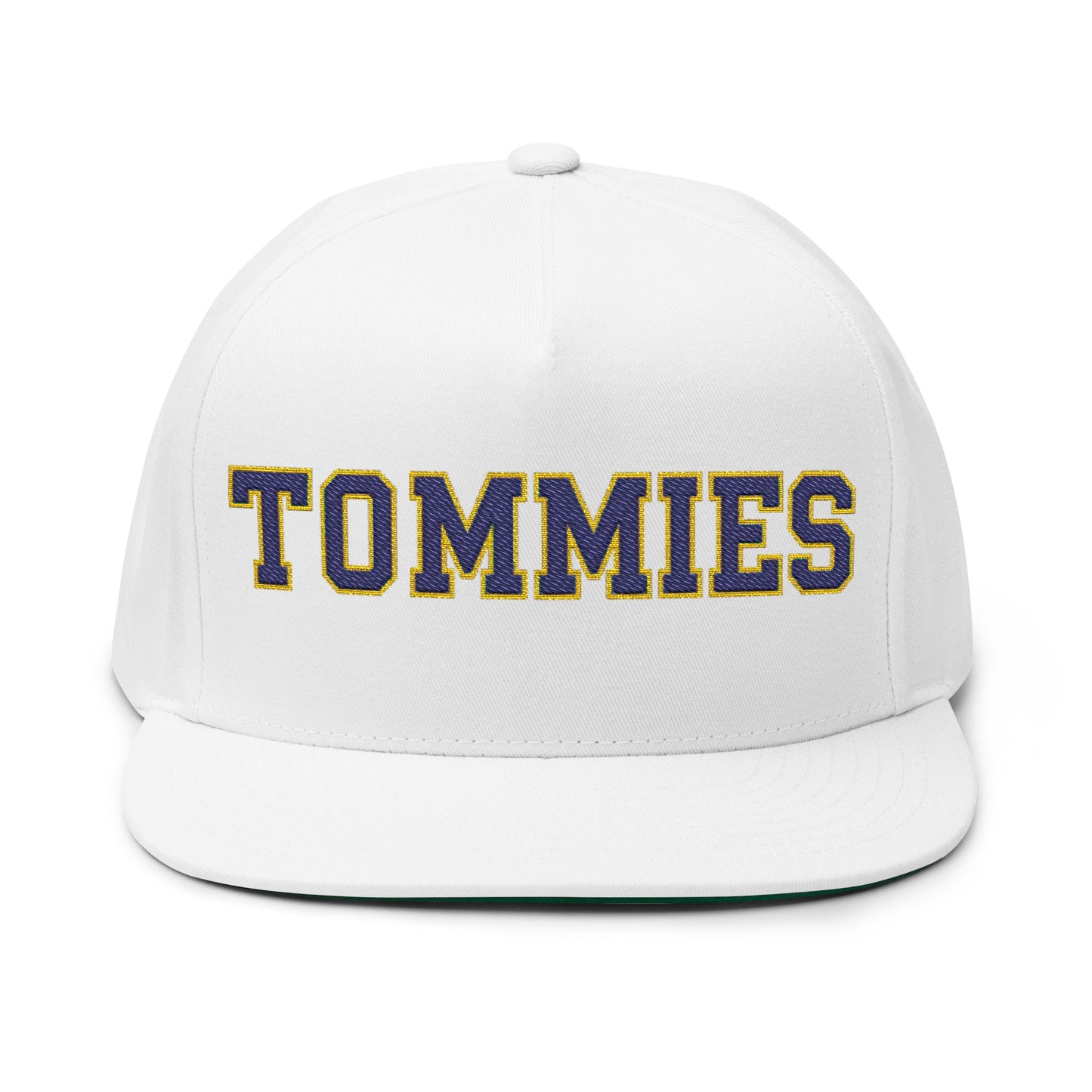 Minneapolis Edison Tommies Embroidered BlueText Flat Bill Cap — School Spirit Snapback