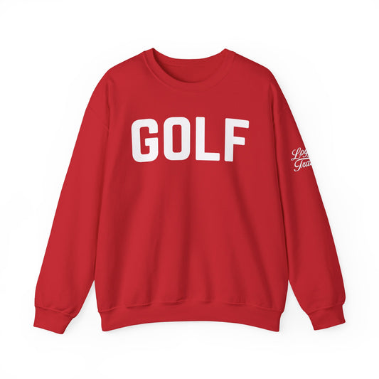 Embroidered Golf Crewneck Sweatshirt — Minimalist Bold Logo Pullover for Golfers