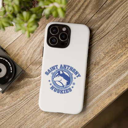 Saint Anthony Huskies Tough Phone Case — Protective White Phone Cover with Husky Logo