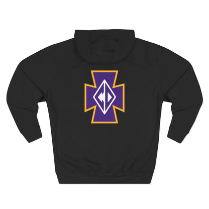 Cretin Derham-Hall Hoodie — Purple & Gold Cross Logo Fleece Pullover