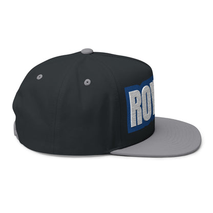 Woodbury Royals Embroidered White Text Flat Bill Cap — School Spirit Snapback