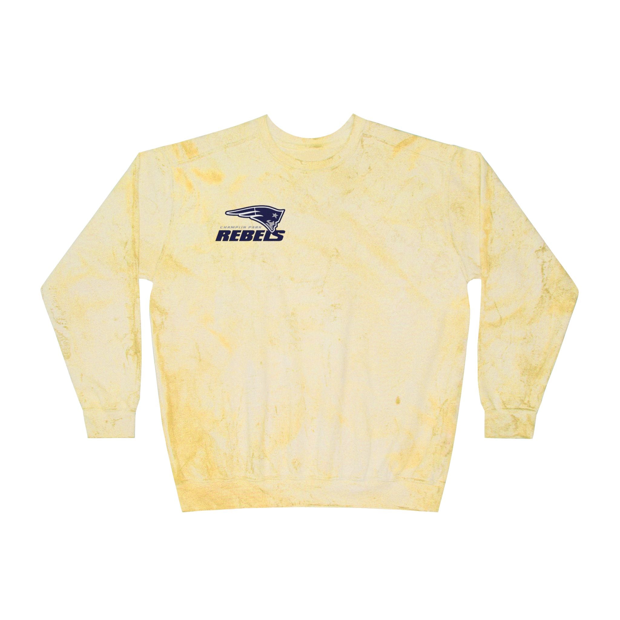 Champlin Park Rebels Color Blast Crewneck Sweatshirt for a Vibrant Vibe, Unisex Tie-Dye Fashion
