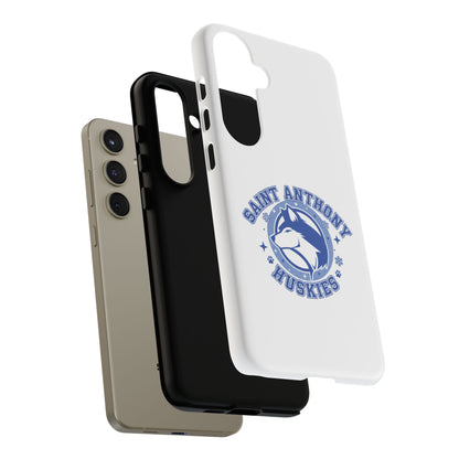 Saint Anthony Huskies Tough Phone Case — Protective White Phone Cover with Husky Logo