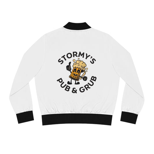 Stormy’s Pub & Grub Bomber Jacket — Women's Retro Beer Logo Jacket