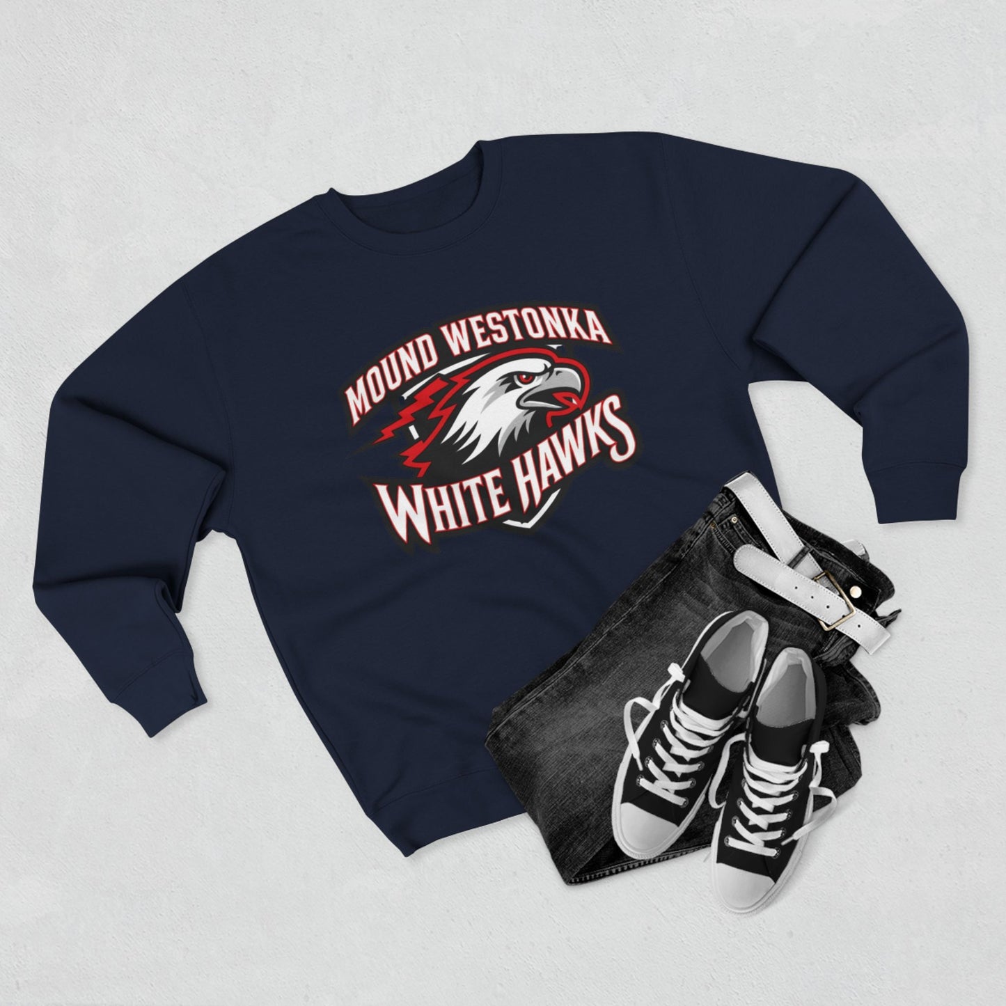 Mound Westonka White Hawks Unisex Crewneck Sweatshirt  - Cozy Everyday Wear