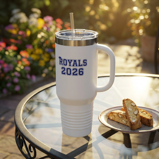 Woodbury Royals 2026 40oz Insulated Travel Mug – Large Stainless Steel Tumbler with Straw & Handle