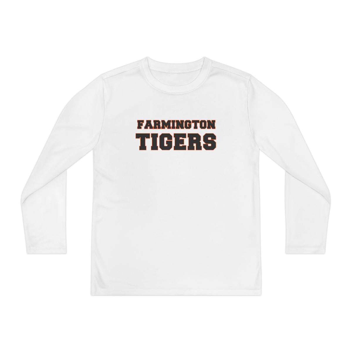 Farmington Tigers Youth Long Sleeve Tee — Paw Print Back, School Spirit Shirt