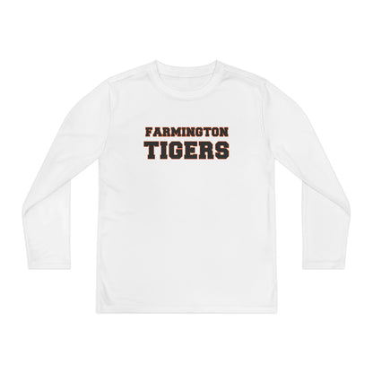 Farmington Tigers Youth Long Sleeve Tee — Paw Print Back, School Spirit Shirt
