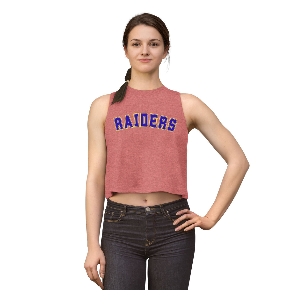 Hastings Raiders Crop Top — Women’s Athletic Tank with 'RAIDERS' Arch Logo