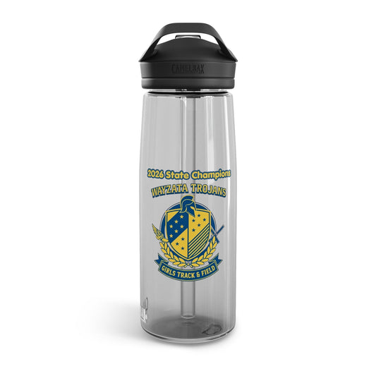 Wayzata Trojans Track Field 2026 CamelBak Eddy water bottle showcasing state champions design.