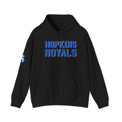 Hopkins Royals Block White Sweatshirt with Logo on Sleeve