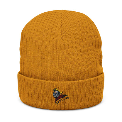 Embroidered Ribbed Knit Beanie - Cozy Winter Accessory for Harding Fans