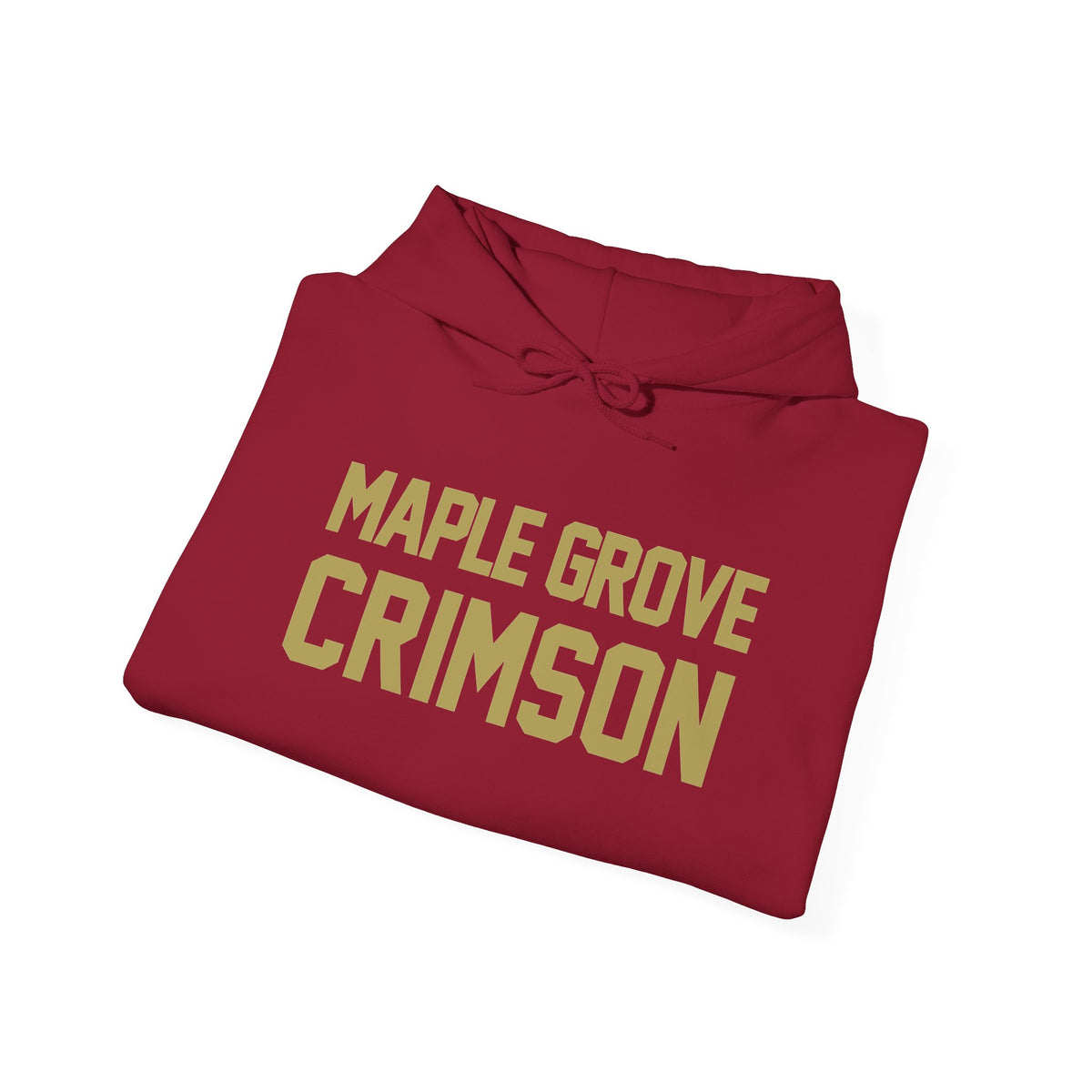 Maple Grove Crimson Hoodie — School Spirit Sweatshirt with Maple Leaf Sleeve