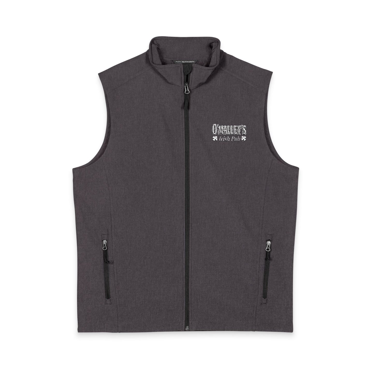 Men's Black Soft Shell Vest — Minimal White Chest Logo, Windproof Layer