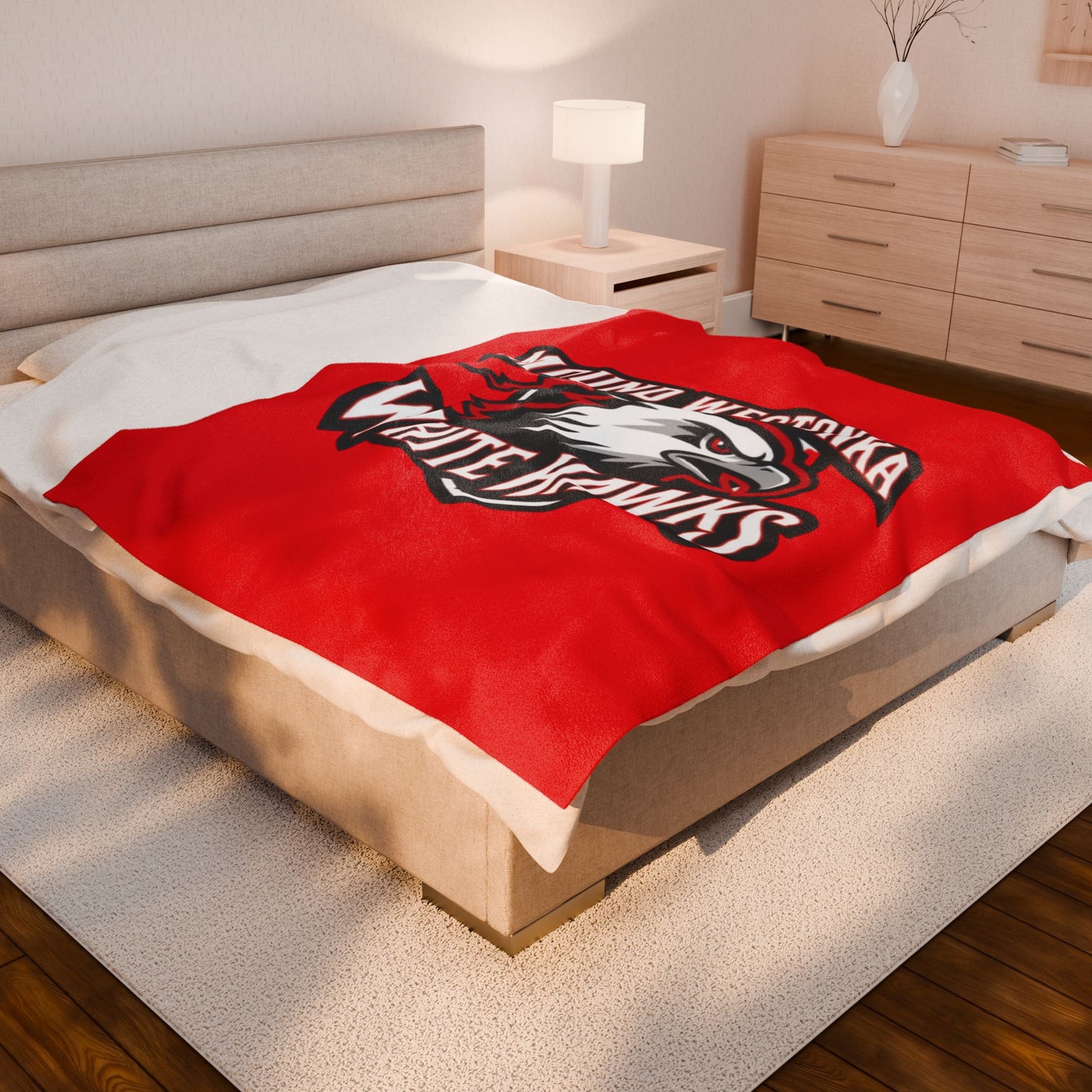 Mound Westonka White Hawks Cozy Velveteen Plush Blanket - Perfect for Relaxation and Home Decor