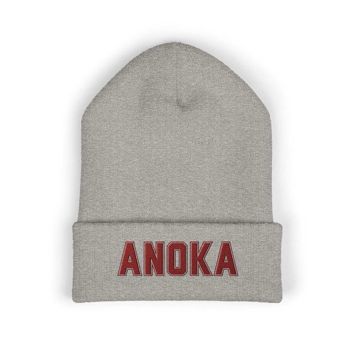 Anoka Embroidered Cuffed Beanie — Classic Knit Winter Hat