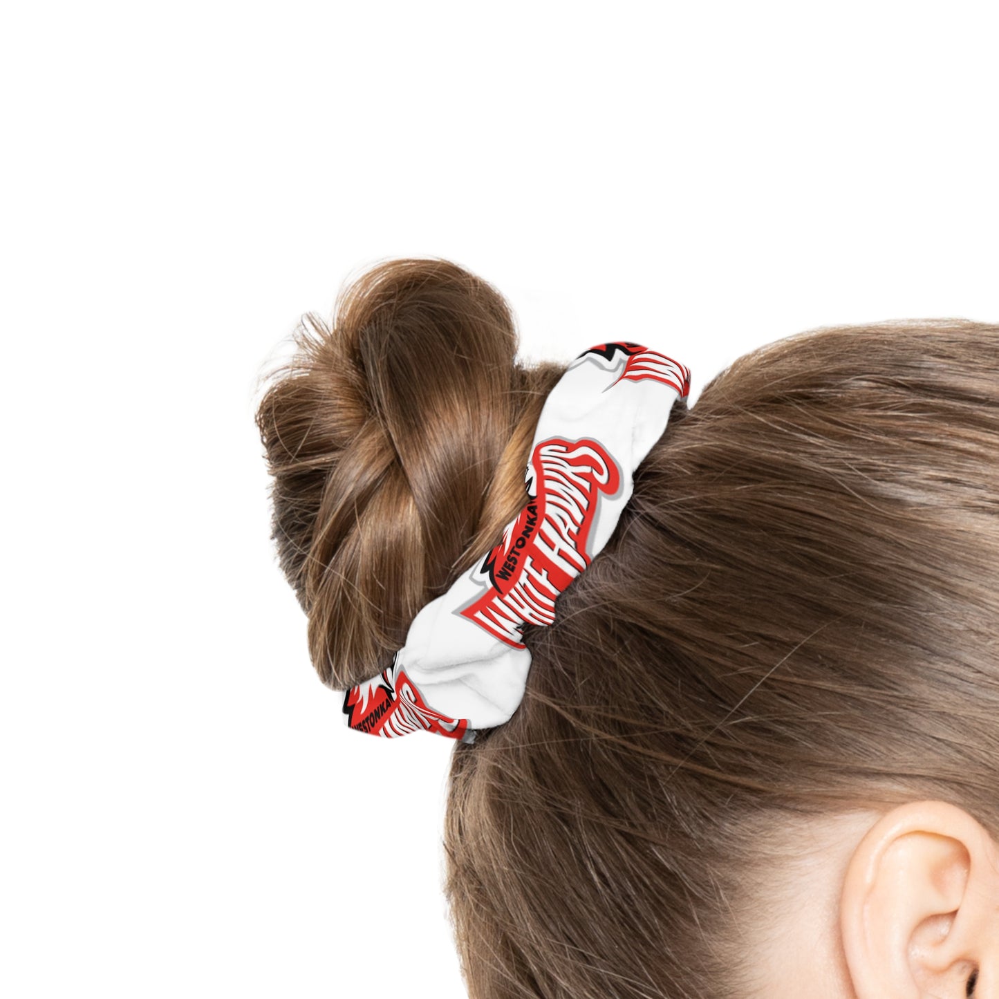 Mound Westonka White Hawks  Scrunchie - Stylish Hair Accessory for Trendsetters