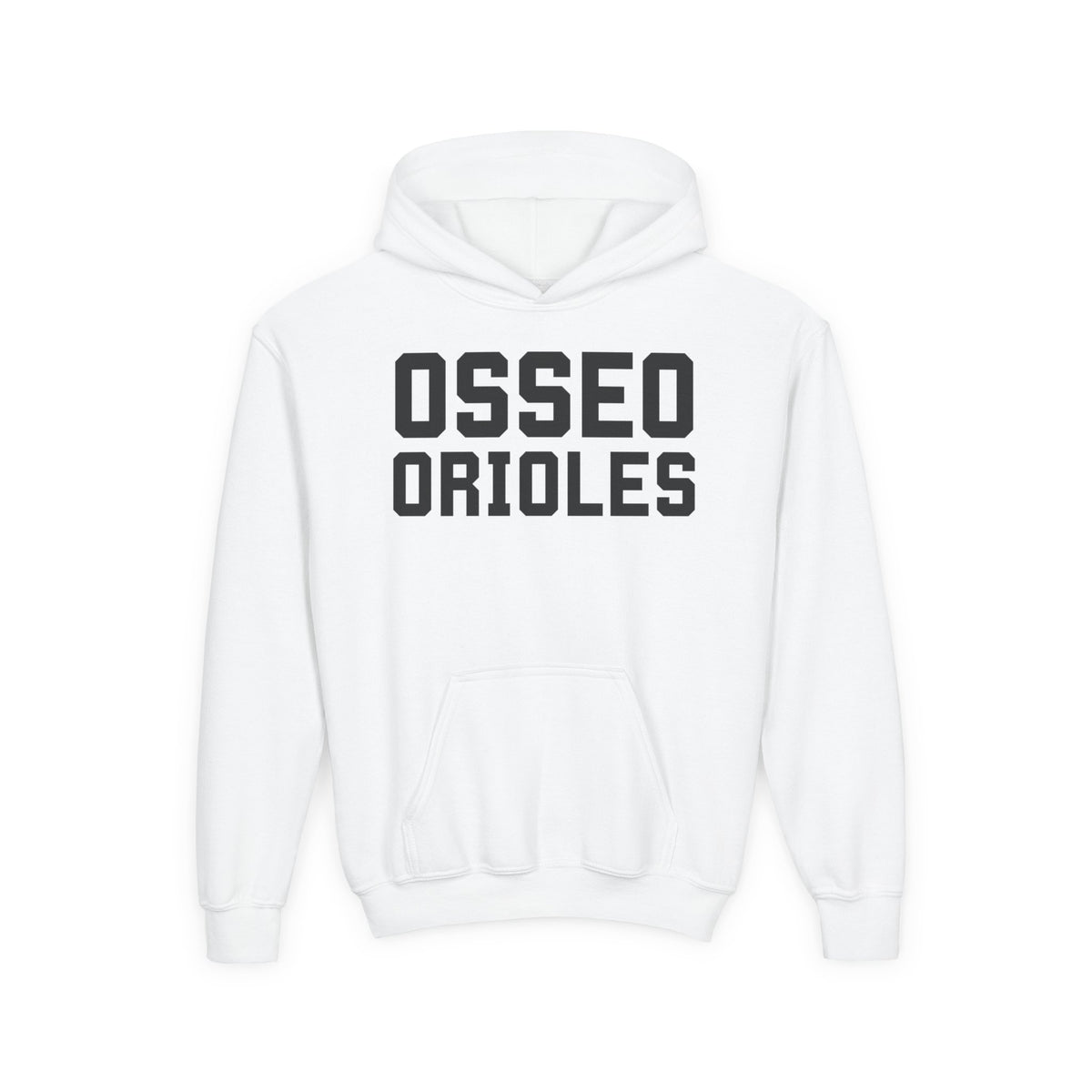 Youth Hooded Sweatshirt - 'Osseo Orioles' Design - Oriole on Back