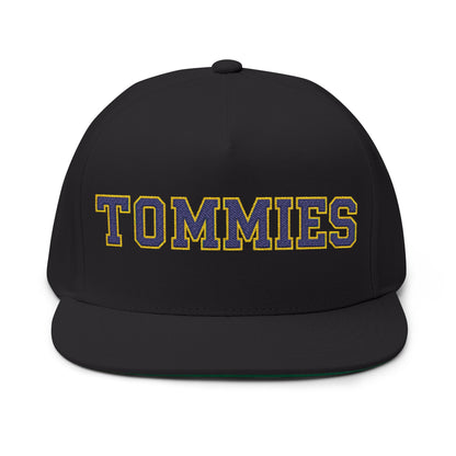 Minneapolis Edison Tommies Embroidered BlueText Flat Bill Cap — School Spirit Snapback