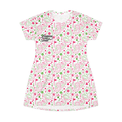 Logger's Trail Golf T-Shirt Dress — Pink & Green Golf Mix
