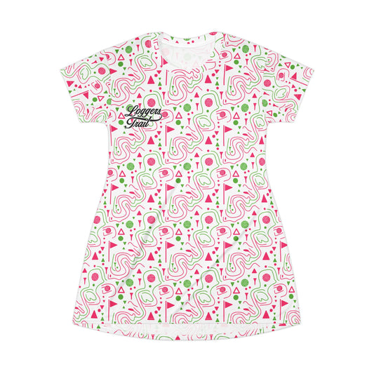 Logger's Trail Golf T-Shirt Dress — Pink & Green Golf Mix