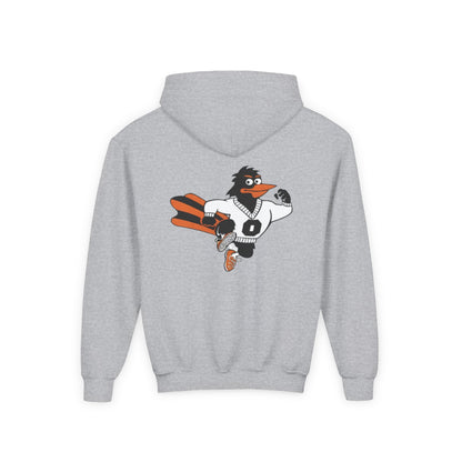 Youth Hooded Sweatshirt - 'Osseo Orioles' Design - Oriole on Back